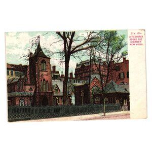C V 114 Little Church Round The Corner New York Vintage Postcard Made In Germany